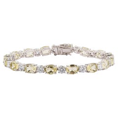 Silvorra 14.8ct Oval Lemon Topaz and Round Zircon Tennis Bracelet in 925 Silver