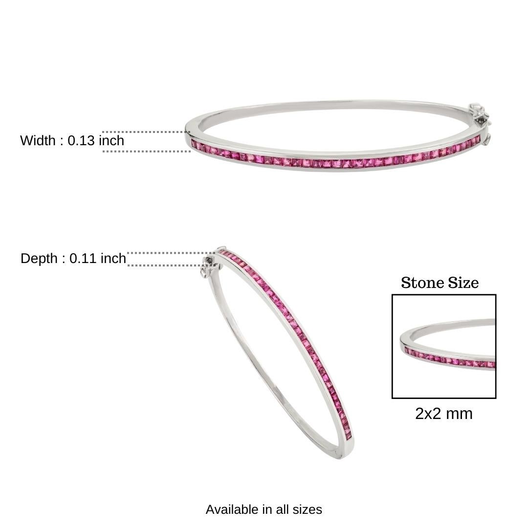 Silvorra 1.6 Ct Natural Ruby Stackable Silver Bangle Bracelet for New Year Gift For Sale 5