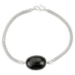 Silvorra 16.1CT Oval Cut Cabochon Black Star Kette Armband in 925 Silber