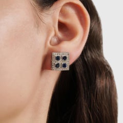 Silvorra 1.6ct Blue Sapphire & Diamond Art Deco Inspired 925 Silver Stud Earring