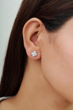 Silvorra 1.6CT Heart Cut Aquamarine Floral Stud Earrings in 925 Sterling Silver