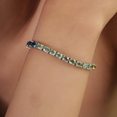 Silvorra 17.5CT Rainbow Multi Sapphire Tennis Bracelet in 925 Sterling Silver