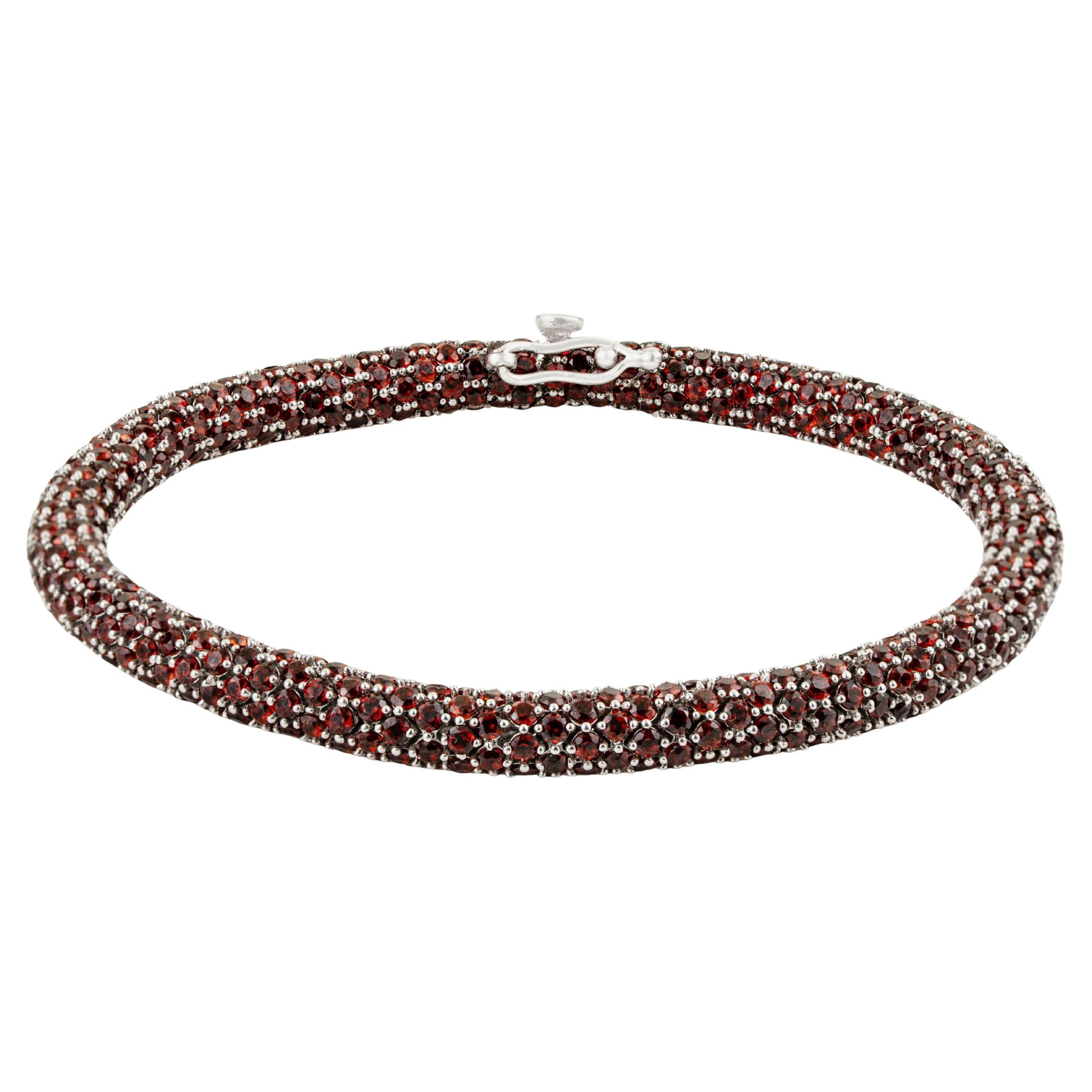 Silvorra 19.18CT Deep Red Granat Mesh Style Edelstein Armband in Sterling Silber