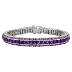 Silvorra 19.65 Ct Amethyst February Birthstone Tennis Bracelet in 925 Silver
