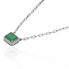 Silvorra Collar Colgante de Esmeralda y Diamantes talla octágono 2,06ct en Plata 925