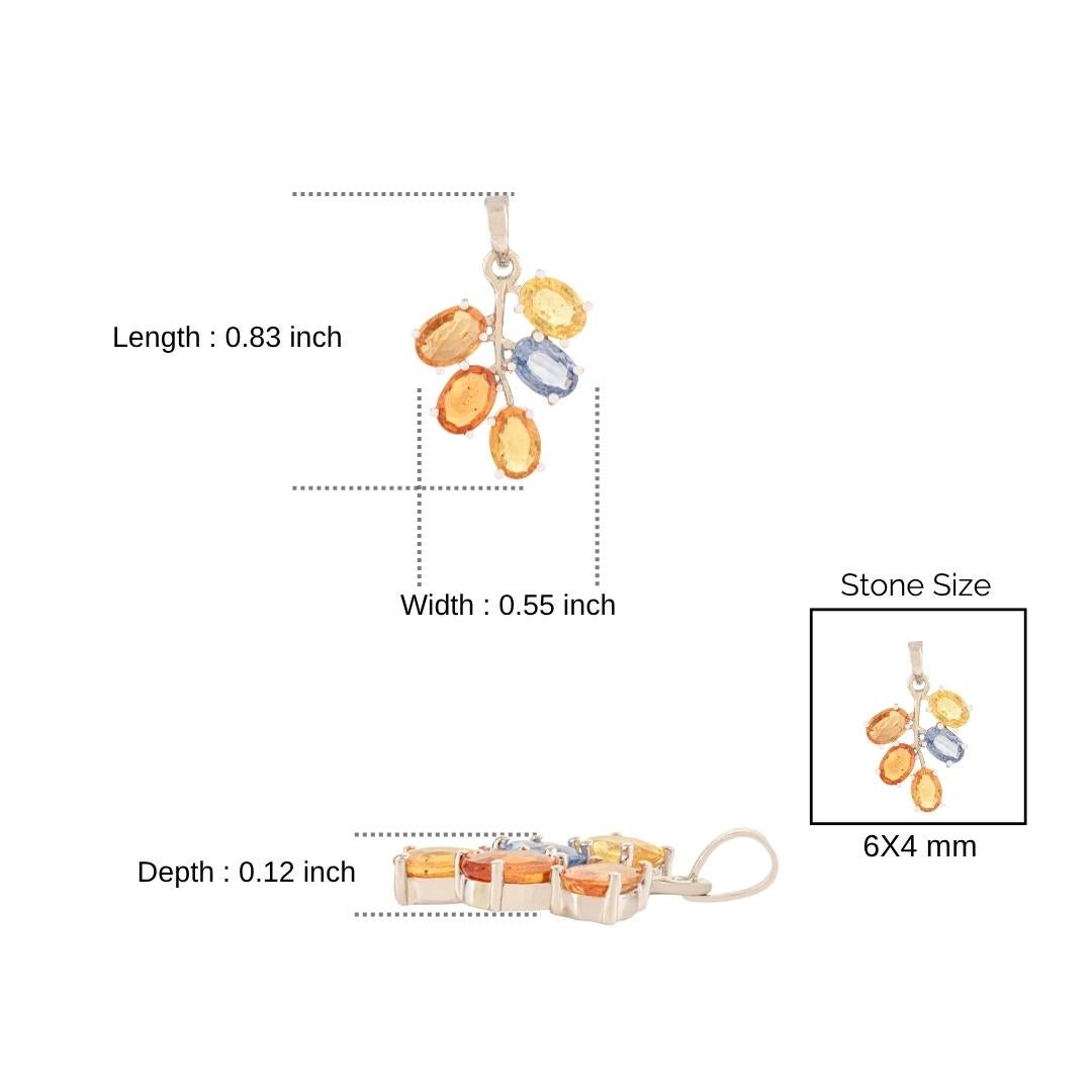 Ciondolo a forma di foglia con zaffiro multiplo da 2,54 carati in argento 925 Silvorra in vendita 5
