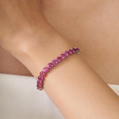 Silvorra 26.05CT Eternity Style Ruby Tennis Bracelet in 925 Silver Prong Set