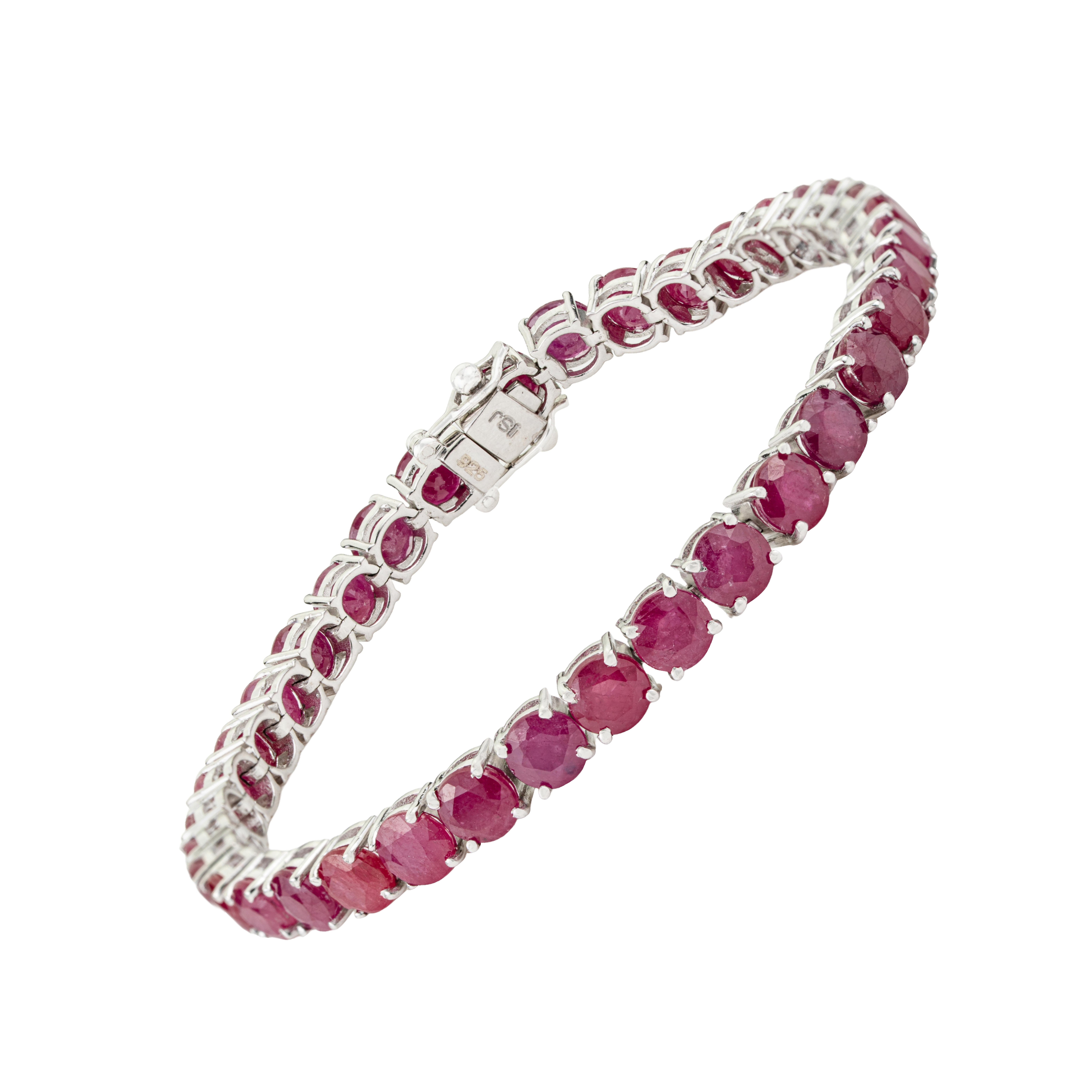 Silvorra 26.05CT Eternity Style Rubin-Tennisarmband in 925 Silber mit Zacken besetzt