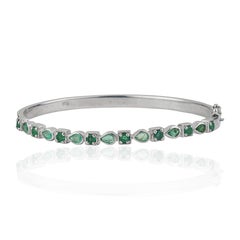 Silvorra 2,61ct Multi Form Birne & Runde Smaragd Armreif in 925 Silber