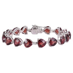 Silvorra 26.55ct Trillion Cut Garnet Diamond Tennis Bracelet in Sterling Silver
