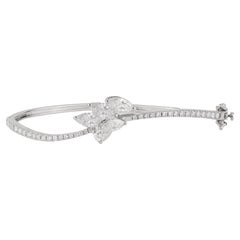 Silvorra 2.99 CTW Moissanite Floral Motif Bangle Bracelet in 925 Sterling Silver