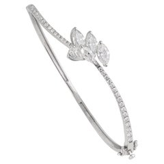 Silvorra 2.99 CTW Moissanite Floral Motif Bangle Bracelet in 925 Sterling Silver