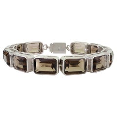 Silvorra 30.32 Ct Smoky Quartz Octagon Cut Tennis Bracelet in 925 Solid Silver