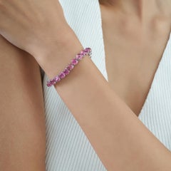 Silvorra 30.8 Carat Pink Tourmaline Luxurious Tennis Bracelet in Solid Silver