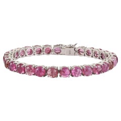 Pulsera tipo «tenis» de lujo de Silvorra con turmalina rosa de 30,8 quilates, en plata maciza
