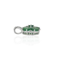 A Silver, pendentif fleur d'émeraude de 3,21 carats avec pavé de diamants en argent 925