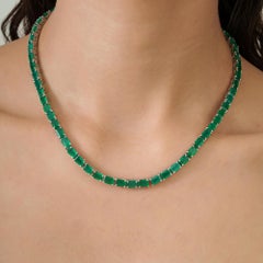 Silvorra 33.3CT Green Onyx Prong Set Line Necklace in 925 Sterling Silver Gift
