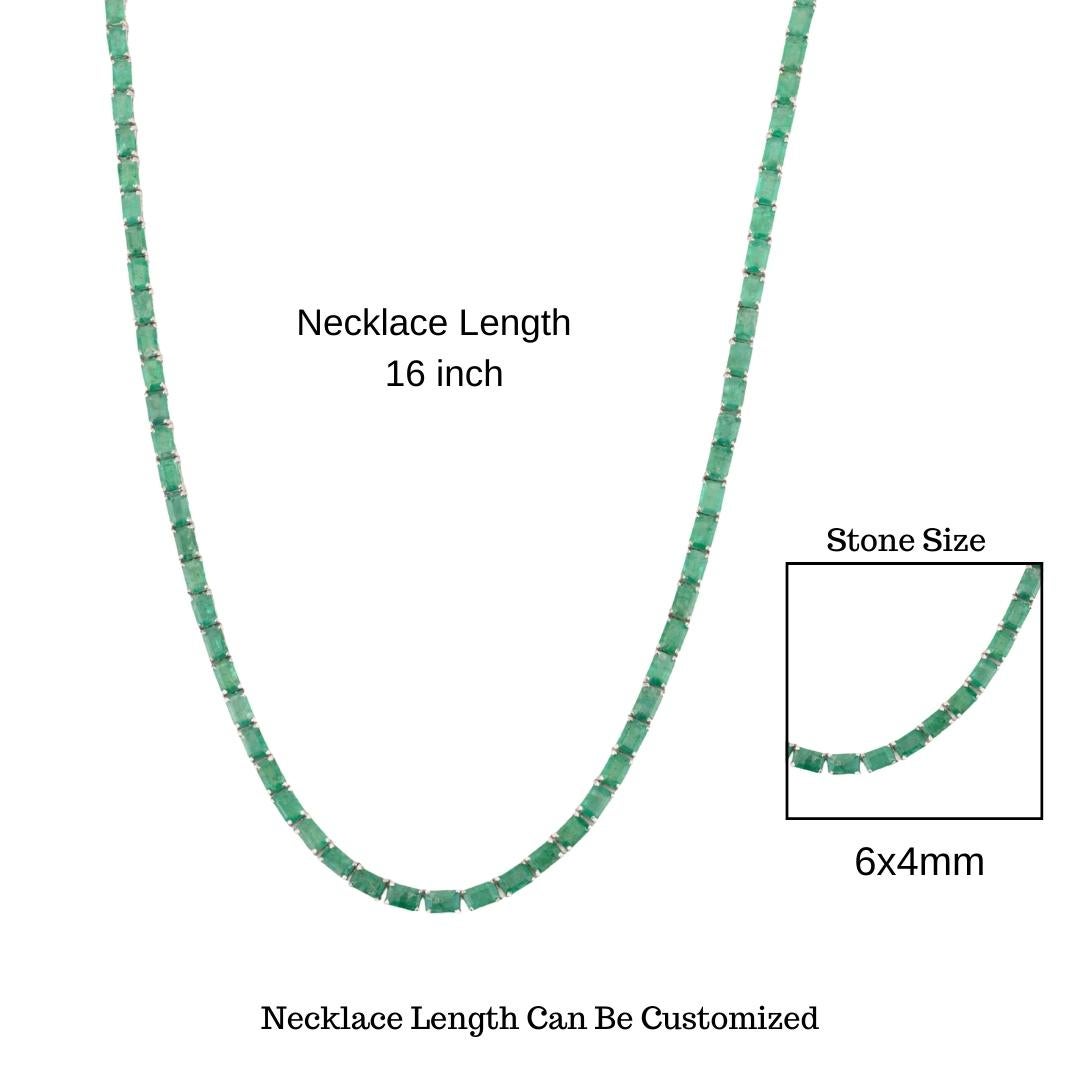 A Silver : Collier de tennis en argent 925 avec émeraude naturelle de 33,44ct Cadeau de Noël en vente 5