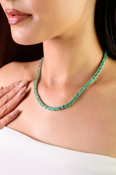 Collana tennis con smeraldo naturale di 33,44 carati in argento 925, regalo di Natale di Silvorra