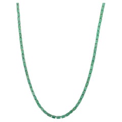 Silvorra 33.44ct Natural Emerald Tennis Necklace in 925 Silver Christmas Gift