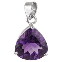 Silvorra 3.36 Carat Trillion Cut Purple Amethyst Solitaire Pendant in 925 Silver