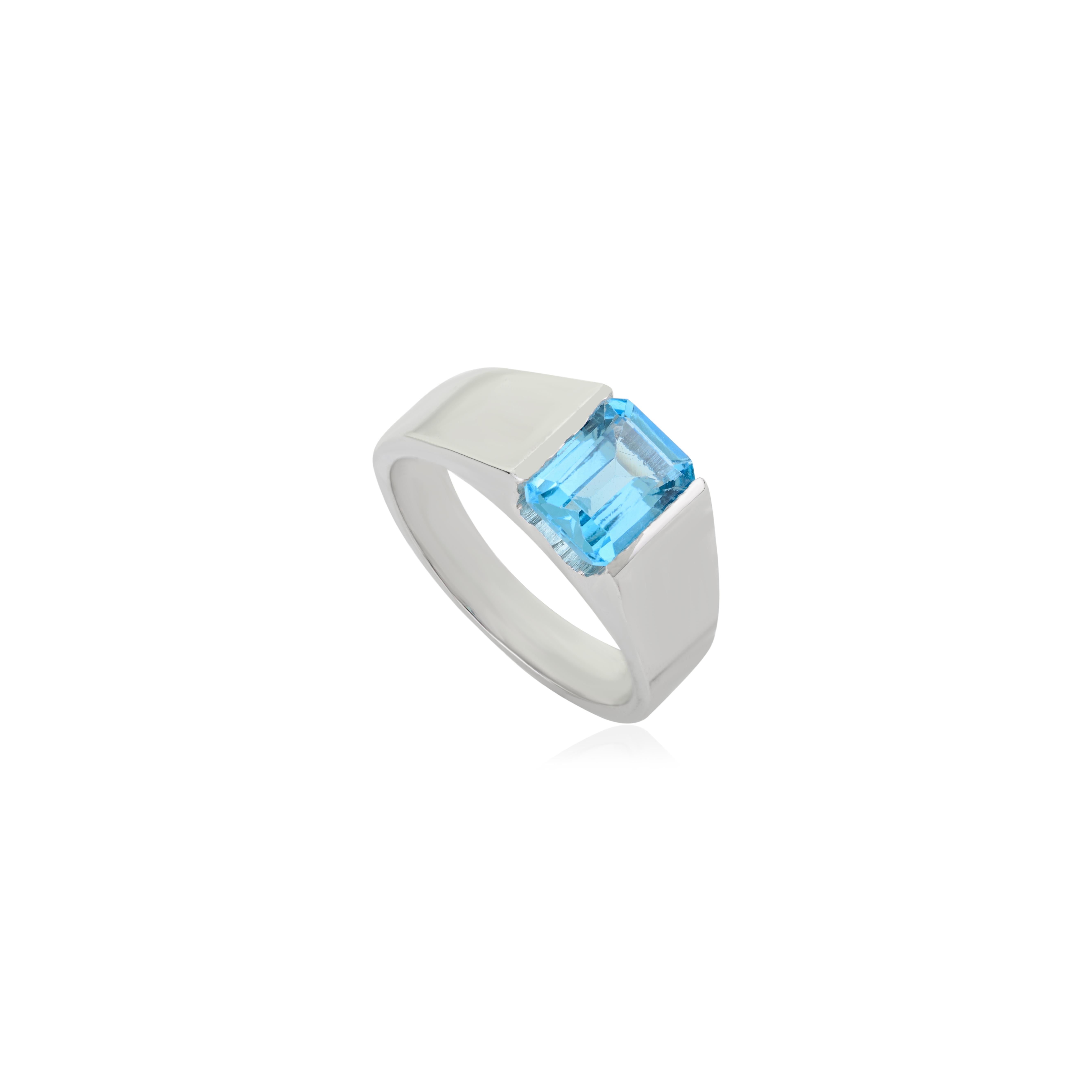in vendita:  Anello Silvorra 3,40 carati con taglio ottagonale di Topazio Blu Svizzero in Argento Sterling 925 3