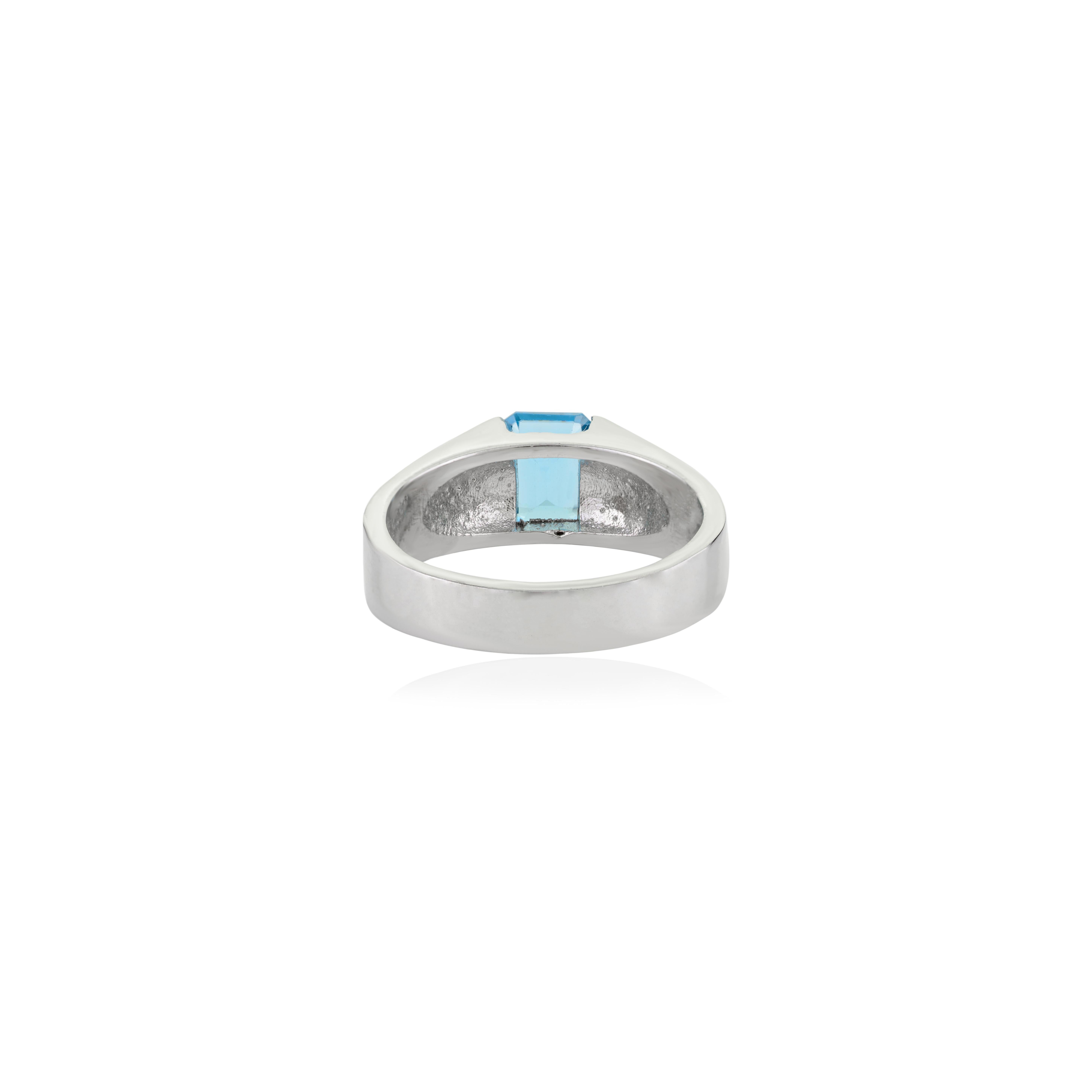 in vendita:  Anello Silvorra 3,40 carati con taglio ottagonale di Topazio Blu Svizzero in Argento Sterling 925 9
