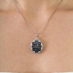 Silvorra 3.45 Carat Sapphire & Diamond Encrusted Pendant in 925 Sterling Silver