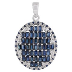 Ciondolo Silvorra con zaffiro da 3,45 carati e diamanti incastonati, in argento sterling 925