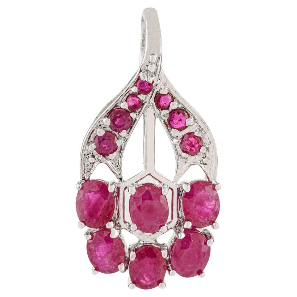 Ciondolo di Sterling Ruby naturale da 3,61 carati in argento 925, regalo di ringraziamento A. Silver