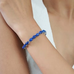 Silvorra 37.05CT Lapis Lazuli Classic Tennis Bracelet in 925 Sterling Silver