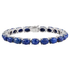 Silvorra 37.05CT Lapis Lazuli Classic Tennis Bracelet in 925 Sterling Silver