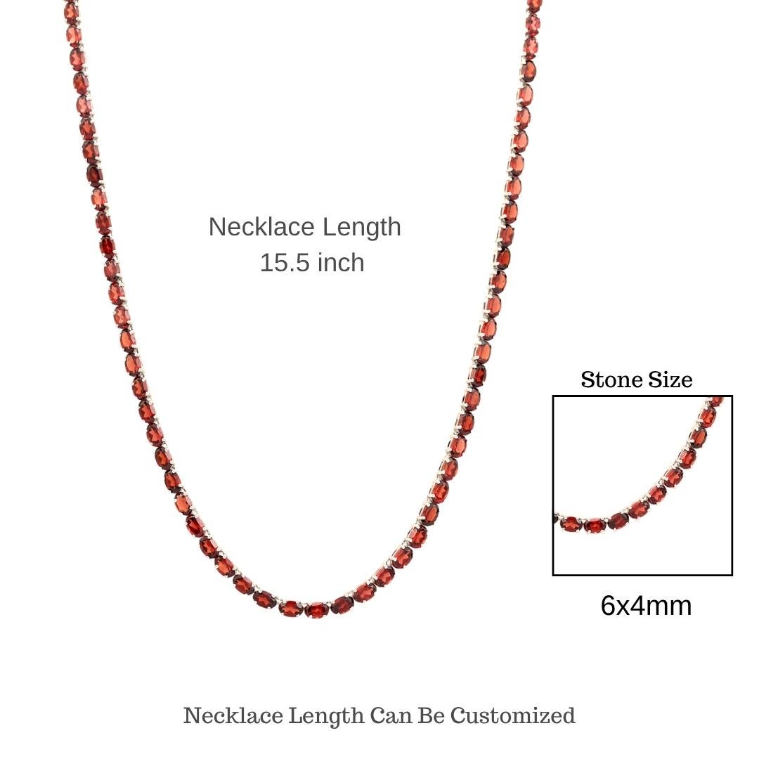 Silvorra 37,59 Ct natürlichen Granat Januar Geburtsstein 925 Silber Tennis Halskette im Angebot 4