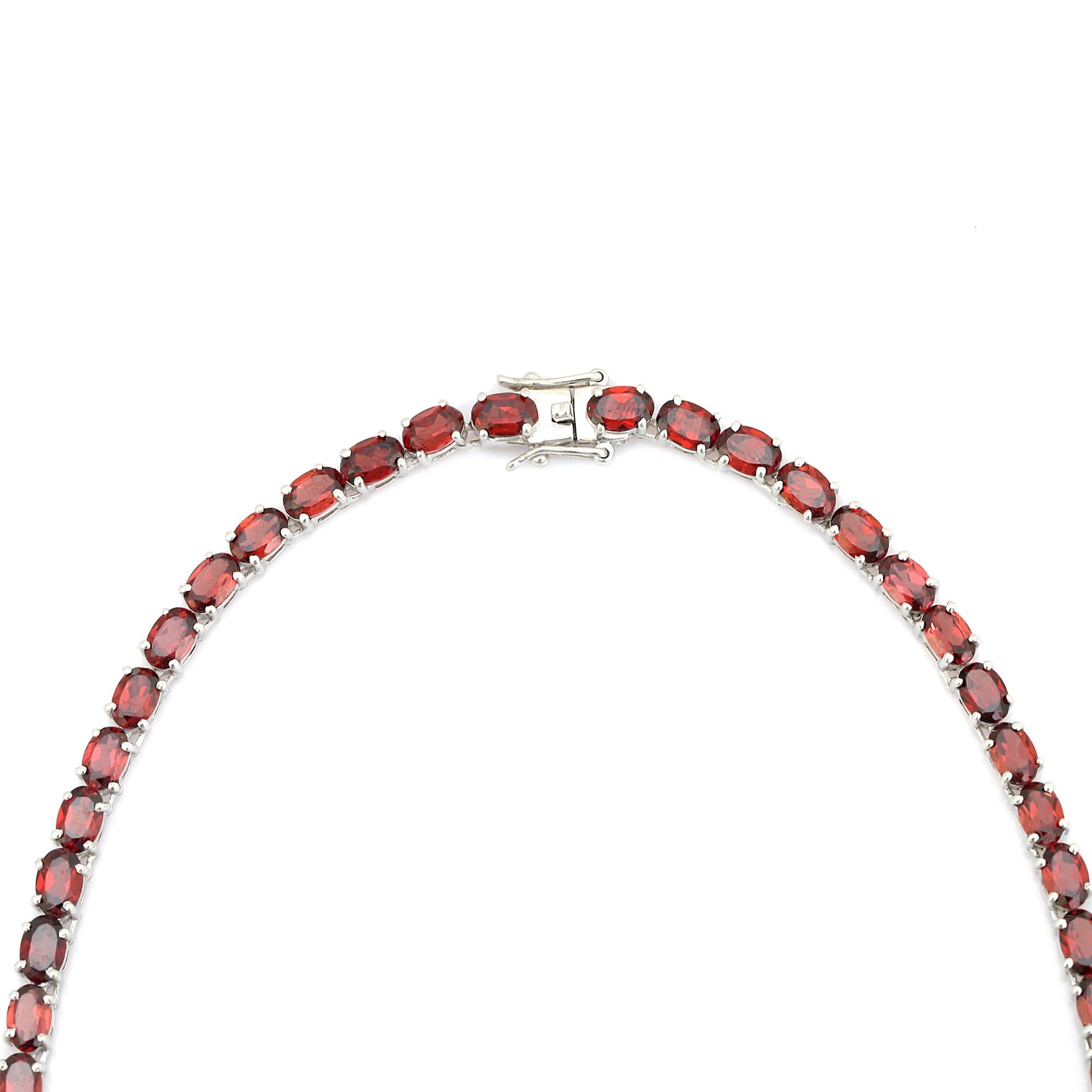 Silvorra 37,59 Ct natürlichen Granat Januar Geburtsstein 925 Silber Tennis Halskette im Angebot 3