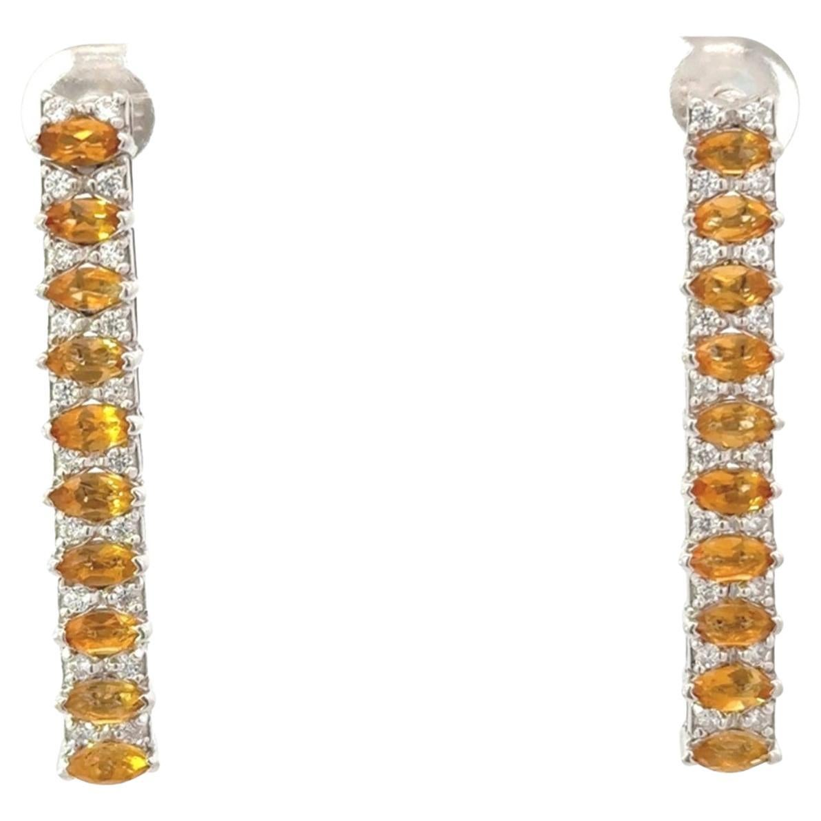 Silvorra 4,28 Carati Citrino Orecchini lunghi a pendente modernisti in puro argento per lei in vendita