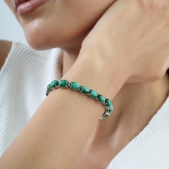 Pulsera clásica tipo «tenis» de Silvorra con malaquita de 43,43 quilates, en plata de ley 925