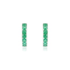 Silvorra 4.53 CT Green Onyx Half Hoop Earrings in Sterling Silver for Mom Gift