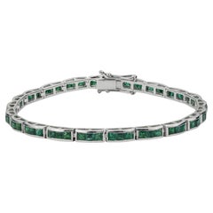 Silvorra 5.7ct Art Deco Style Quadratisches Smaragd-Tennisarmband aus feinem 925er Silber