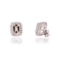 Silvorra 6 CT Kanariengelber Kunzit-Edelstein & Diamant-Halo-Ohrstecker aus 925er Silber