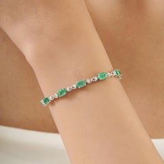 Bracelet « Infinity Link » Silvorra en argent sterling 925, orné d'une émeraude de 6,76 carats et de diamants