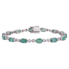 Bracelet « Infinity Link » Silvorra en argent sterling 925, orné d'une émeraude de 6,76 carats et de diamants