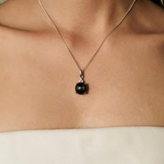 Silvorra 7,91 Karat Schwarzer Stern & Zirkon Tropfen Anhänger in 925 Silber Edler Schmuck