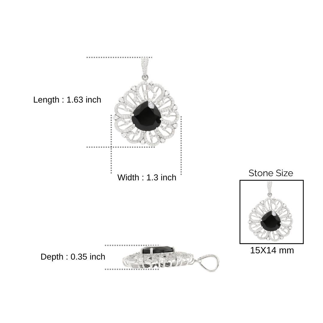 Ciondolo in argento 925 di Silvorra da 8,8 carati con onice nero e zircone a forma di perla in vendita 4