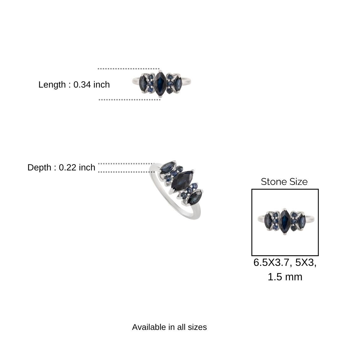 in vendita:  Anello Silvorra in argento 925 con zaffiro blu naturale da 1,2 carati, marquise e tondo a grappolo 10
