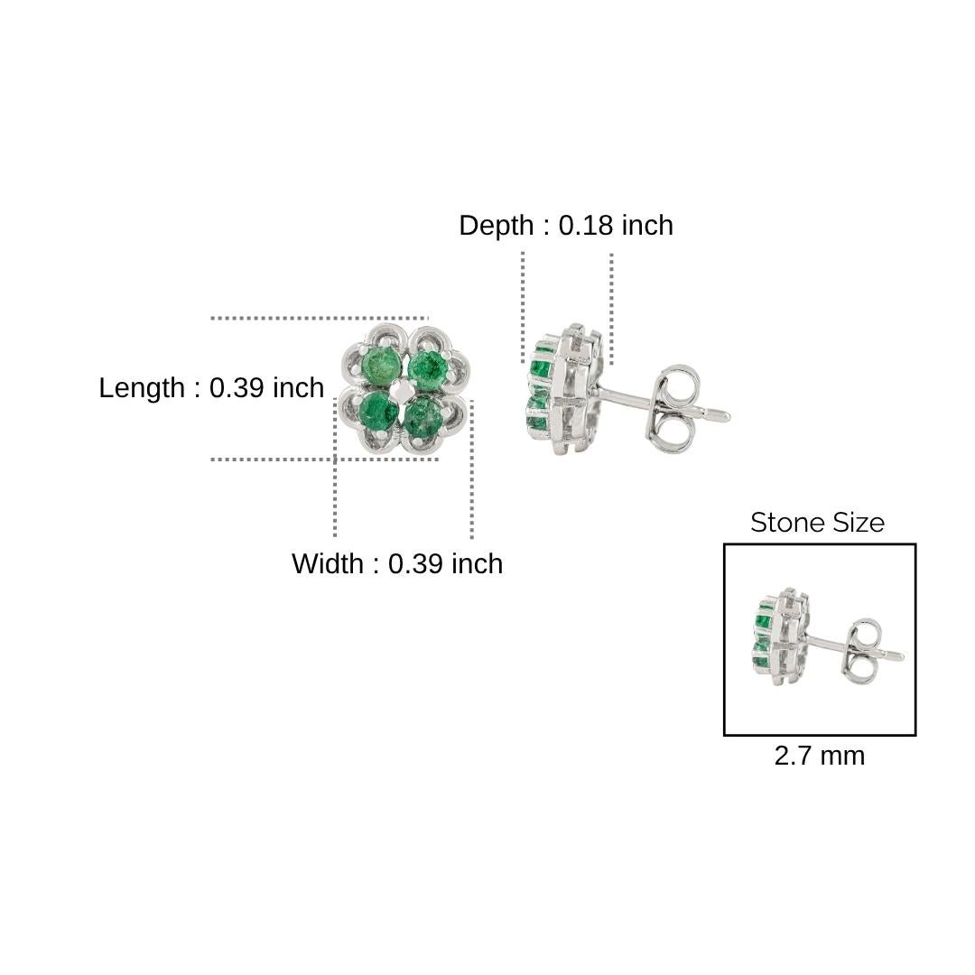 Orecchini a perno floreali in argento 925 di Silvorra da 1,38 carati di smeraldo naturale Regalo di Natale in vendita 4