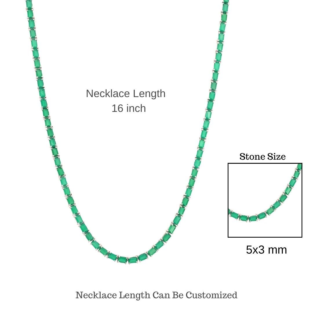 Silvorra 925 Silber 21.57 Ct Oktagon Schliff Natürlicher Smaragd Lange Tennis Halskette im Angebot 4