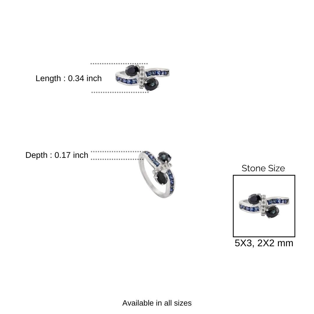 in vendita:  Anello Bypass con zaffiro blu naturale e diamante in argento 925 di Silvorra da 3,25 carati 10