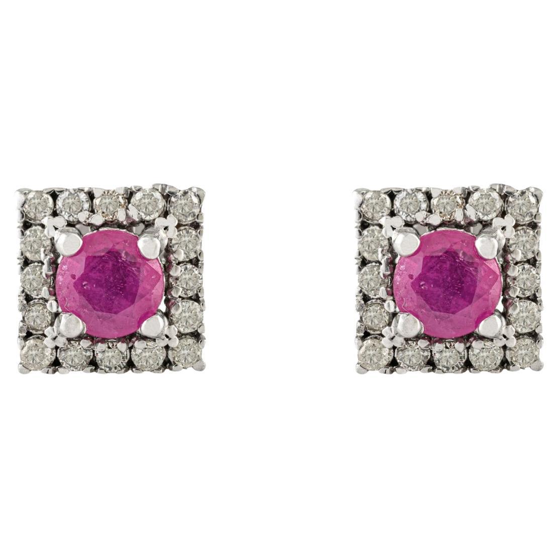 Orecchini Silvorra in argento 925 con rubino da 3,3 carati e diamante da 1,13 carati