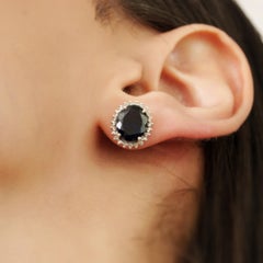 A Silver 925 4 Carat Blue Lolite Diamond Halo Stud Ears for Wife Gift (Boucles d'oreilles Halo en argent 925 pour femme)