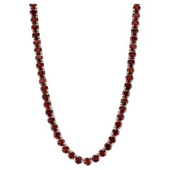 Silvorra 925 Silber 49.05CT Januar Geburtsstein Granat Tennis Halskette für Geschenk